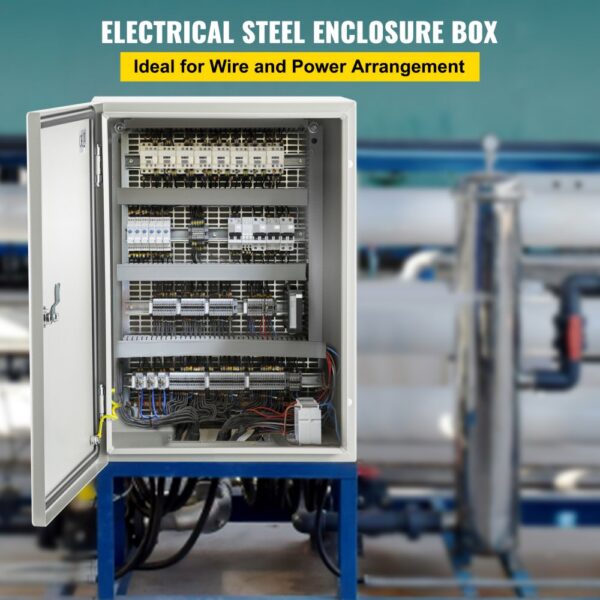 VEVOR Schaltschrank NEMA-Industriegehäuse, 40 x 30 x 20 cm NEMA 4X-Stahl-Schaltkasten, IP66 wasser- und staubdicht, elektrischer Anschlusskasten für den Außen-/Innenbereich, mit Montageplatte – Bild 2