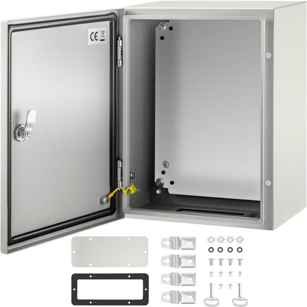 VEVOR Schaltschrank NEMA-Industriegehäuse, 40 x 30 x 20 cm NEMA 4X-Stahl-Schaltkasten, IP66 wasser- und staubdicht, elektrischer Anschlusskasten für den Außen-/Innenbereich, mit Montageplatte