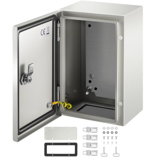 VEVOR Schaltschrank NEMA-Industriegehäuse, 30 x 20 x 15 cm NEMA 4X-Stahl-Verteilerschrank, IP66 wasserdicht und staubdicht, elektrischer Anschlusskasten für den Außen-/Innenbereich, mit Montageplatte VEVOR Schaltschrank NEMA-Industriegehäuse, 30 x 20 x 15 cm NEMA 4X-Stahl-Verteilerschrank, IP66 wasserdicht und staubdicht, elektrischer Anschlusskasten für den Außen-/Innenbereich, mit Montageplatte