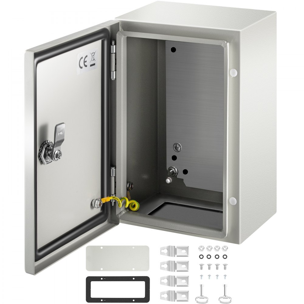 VEVOR Schaltschrank NEMA-Industriegehäuse, 30 x 20 x 15 cm NEMA 4X-Stahl-Verteilerschrank, IP66 wasserdicht und staubdicht, elektrischer Anschlusskasten für den Außen-/Innenbereich, mit Montageplatte