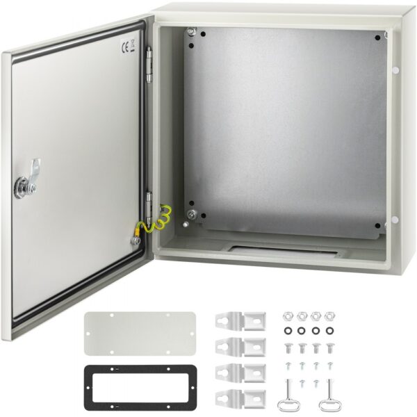 VEVOR Schaltschrank NEMA-Industriegehäuse, 40 x 40 x 15 cm NEMA 4X-Stahl-Verteilerschrank, IP66 wasser- und staubdicht, elektrischer Anschlusskasten für den Außen-/Innenbereich, mit Montageplatte