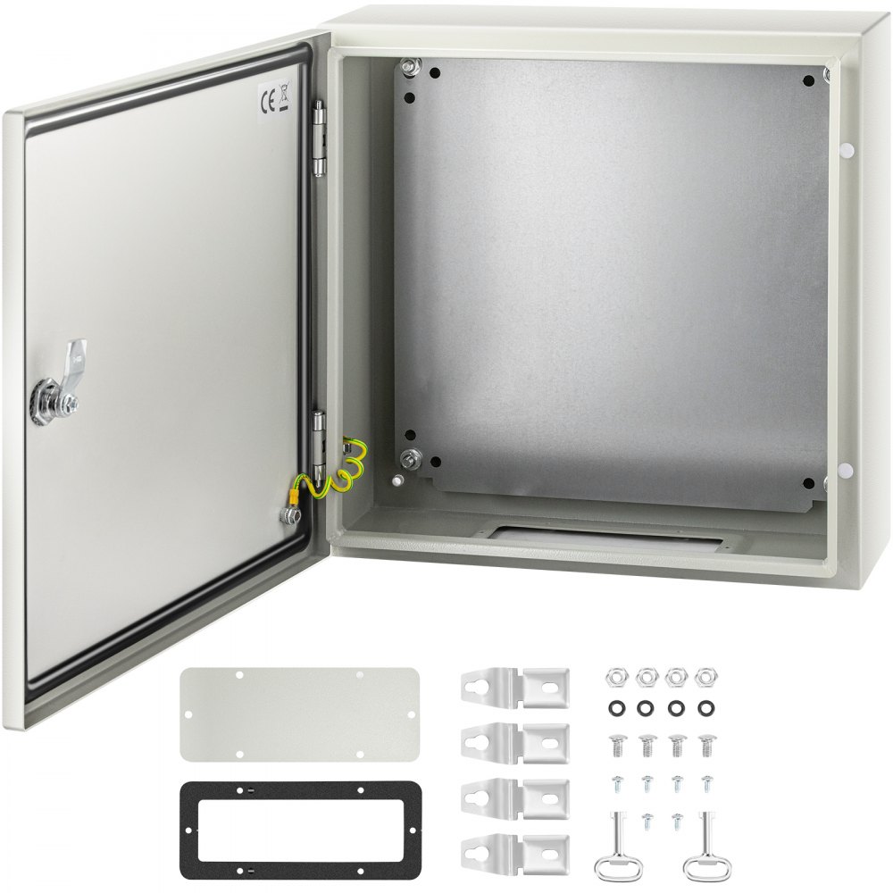 VEVOR Schaltschrank NEMA-Industriegehäuse, 40 x 40 x 15 cm NEMA 4X-Stahl-Verteilerschrank, IP66 wasser- und staubdicht, elektrischer Anschlusskasten für den Außen-/Innenbereich, mit Montageplatte