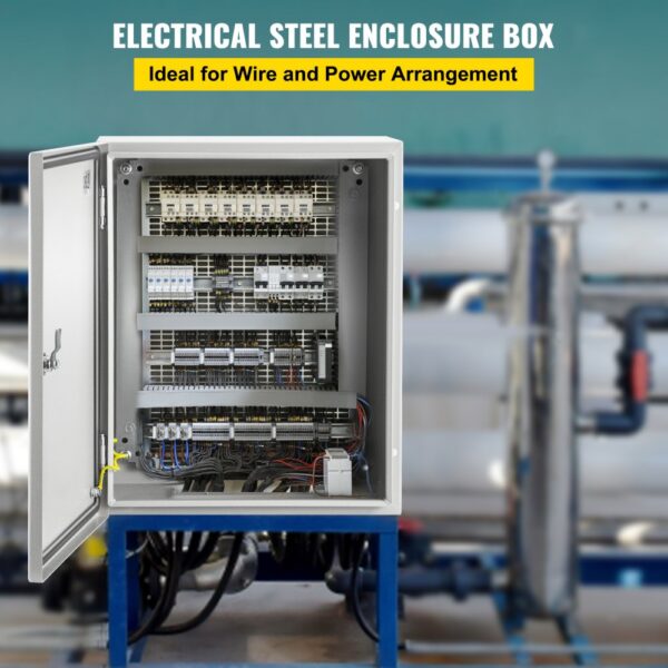 VEVOR Schaltschrank NEMA-Industriegehäuse, 50 x 40 x 25 cm NEMA 4X-Stahl-Verteilerschrank, IP66 wasser- und staubdicht, elektrischer Anschlusskasten für den Außen-/Innenbereich, mit Montageplatte – Bild 2