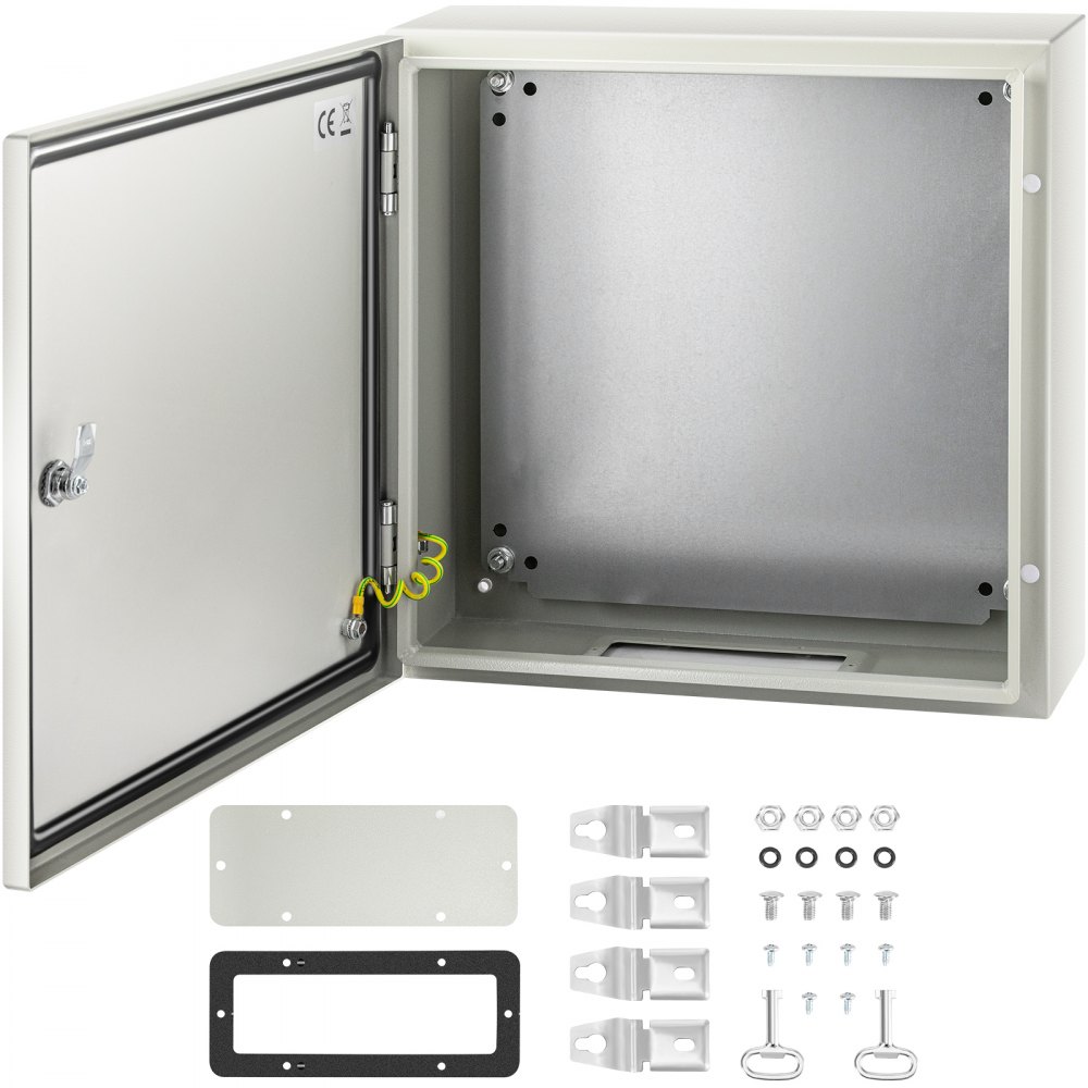 VEVOR Schaltschrank NEMA-Industriegehäuse, 50 x 50 x 15 cm NEMA 4X-Stahl-Verteilerschrank, IP66 wasser- und staubdicht, elektrischer Anschlusskasten für den Außen-/Innenbereich, mit Montageplatte