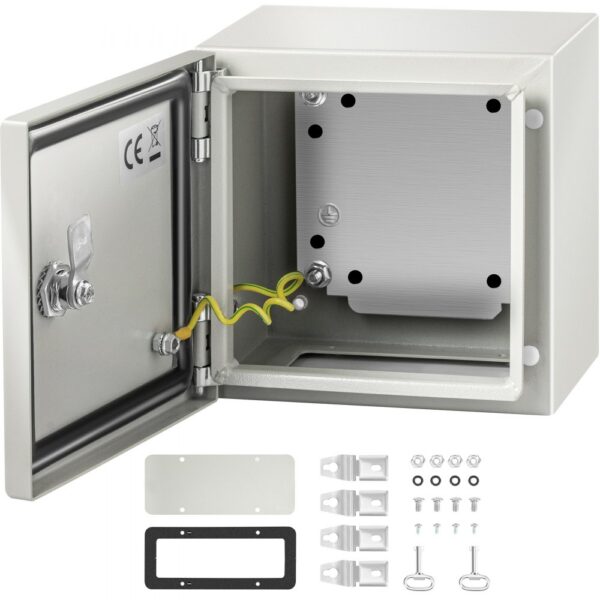VEVOR Stahl-Elektrokasten, Elektrogehäuse, 20x20x15 cm, Kohlenstoffstahl, IP65 VEVOR Stahl-Elektrokasten, Elektrogehäuse, 20x20x15 cm, Kohlenstoffstahl, IP65