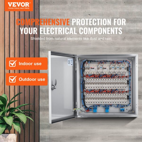 VEVOR Schaltschrank NEMA Edelstahlgehäuse, 300x300x200 mm, NEMA 4X Stahl-Elektroanschlussdose, IP66 wasser- und staubdicht, für den Innen- und Außenbereich, mit Montageplatte – Bild 2