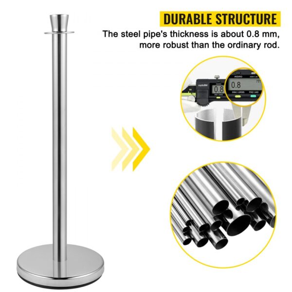 VEVOR Crowd Control-Stütze, 2-teiliges Set, Rungen-Set mit 1,5 m schwarzem Samtseil, silberne Crowd Control-Barriere mit stabilem Beton und Metallsockel – einfache Montage – Bild 2