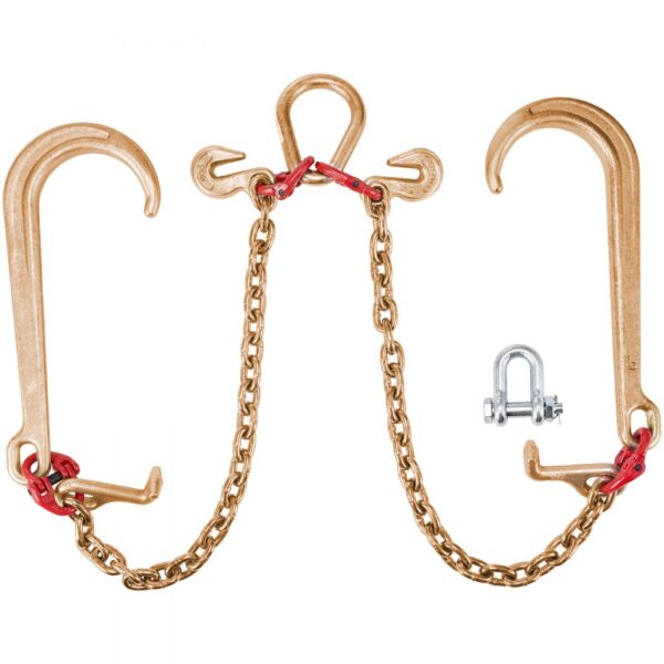 VEVOR 8 mm×30 cm G80 V-Kettenzaum mit 2 Beinen und 38 cm großen J-Haken und T-Haken