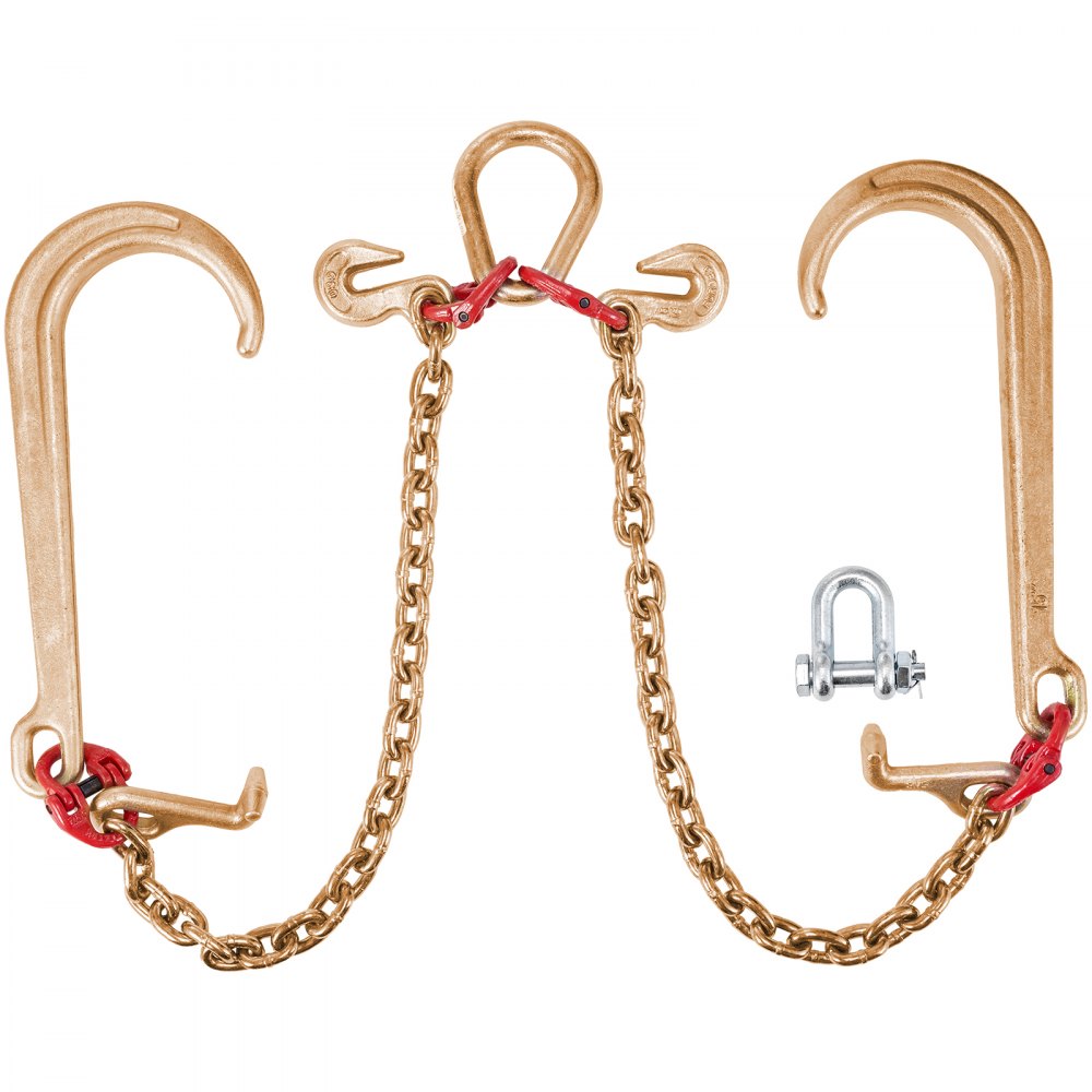 VEVOR 8 mm×30 cm G80 V-Kettenzaum mit 2 Beinen und 38 cm großen J-Haken und T-Haken