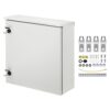 VEVOR Schaltschrank Elektrogehäuse, 600x600x200 mm, NEMA 4 Außengehäuse, IP66 wasser- & staubdicht, Kohlenstoffstahl, Klappanschlussdose für Innen- & Außenbereich, mit Regenschutzhaube