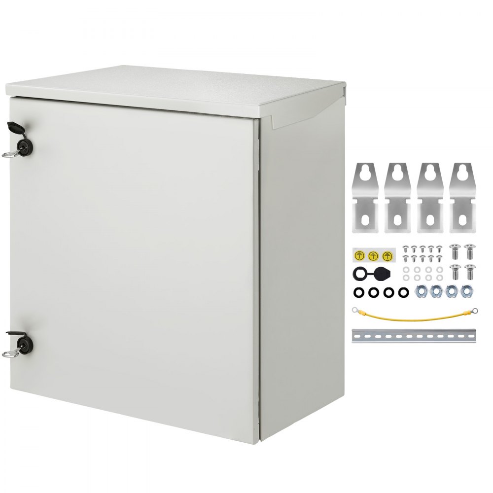 VEVOR Schaltschrank Elektrogehäuse, 600x600x300 mm, NEMA 4 Außengehäuse, IP66 wasserdicht & staubdicht, kaltgewalzter Stahl, klappbare Anschlussdose für den Innen- & Außenbereich, mit Regenschutz