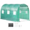 VEVOR Foliengewächshaus 3,5x2x2 m Bogendach Gewächshaus Verzinkter Stahlrahmen und PE Abdeckung Frühbeet Treibhaus 6 Netzfenster Grün Mobiler Folientunnel Ideal für Anbau von Gemüse Blumen