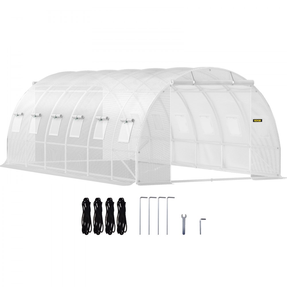 VEVOR Foliengewächshaus 6,1x3x2,1m Bogendach Gewächshaus Verzinkter Stahlrahmen 140 g/cm³ PE Mobiles Treibhaus Wasserdicht und UV-Beständig Frühbeet Geeignet für Anbau von Gemüse Blumen Pflanzen