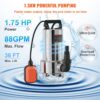 VEVOR Tauchwasserpumpe, 1300 W, 20000 l/h, mit 10 m Kabel und automatischem Schwimmerschalter, Edelstahl und Gusseisen für schmutzige oder saubere, leere Gartenteiche, Schwimmbäder, Whirlpools – Bild 3