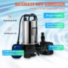 VEVOR Tauchpumpe 1100W Schmutzwasserpumpe 230V Gartenpumpe Durchfluss 333,3L/min Schmutzwassertauchpumpe IPX8 Auslass zuschneidbar zum Pumpen von Wasser aus Schwimmbädern Teichen – Bild 4