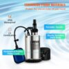 VEVOR Schmutzwasserpumpe 550W Tauchpumpe 230V Gartenpumpe Durchfluss 9500L/h Schmutzwassertauchpumpe IPX8 Auslass zuschneidbar zum Pumpen von Wasser aus Schwimmbädern Teichen Kellern – Bild 4
