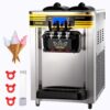 VEVOR Kommerzielle Softeismaschine 22-30 L/h Profi-Eismaschine mit LCD-Display, 3 Geschmacksrichtungen, Edelstahltrichter, Desktop-Design für Gastronomie & Gewerbe