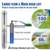 VEVOR 82 mm Tiefbrunnenpumpe 750W Brunnenpumpe 100L/min Tauchpumpe max. Förderhöhe 66m Rohrpumpe 230V 50Hz Sandpumpe IP68 Wasserpumpe 16 Laufradstufen Pumpe Ideal zur Bewässerung oder Wasser-Versorgung – Bild 3