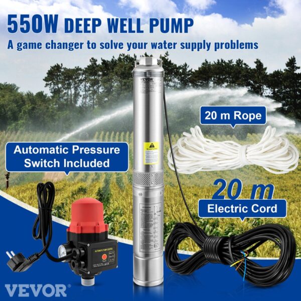 VEVOR 76 mm Tiefbrunnenpumpe 550 W Brunnenpumpe max. Durchfluss 50 L/min Tauchpumpe max. Förderhöhe 89 m Tauchwasserpumpe sandbeständig < 5% max. Drehzahl – Bild 2 VEVOR 76 mm Tiefbrunnenpumpe 550 W Brunnenpumpe max. Durchfluss 50 L/min Tauchpumpe max. Förderhöhe 89 m Tauchwasserpumpe sandbeständig < 5% max. Drehzahl – Bild 2