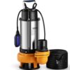 VEVOR Schmutzwasserpumpe mit var. Schwimmerschalter Tauchpumpe 2200W Gartenpumpe Durchfluss 60000L/h Schmutzwassertauchpumpe max. Hub 18m Wasserpumpe IPX8 Ideal zum Pumpen von Wasser