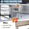 VEVOR Kommerzieller Edelstahltisch 61 x 61 x 91,4 cm, Rollbarer Zweilagiger Arbeitstisch Zerlegetisch Gastro 181,4 kg + 91 kg Tragfähigkeit, Gewerbe Küchentisch, Zubereitungstisch Küchenmöbel – Bild 3
