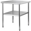VEVOR Kommerzieller Edelstahltisch 76,2 x 76,2 x 91,4 cm, Edelstahl Zweilagiger Arbeitstisch Zerlegetisch Gastro 226 kg + 136 kg Tragfähigkeit, Gewerbe Küchentisch, Zubereitungstisch Küchenmöbel