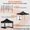 VEVOR Pavillon faltbar 3x3m Faltpavillon 240g PVC-beschichtetes Polyester Pop-Up-Pavillon 1,95-2,13m Einstellbar Partyzelt Gartenzelt Strandzelt für Hochzeiten oder andere kommerzielle Aktivitäten – Bild 5