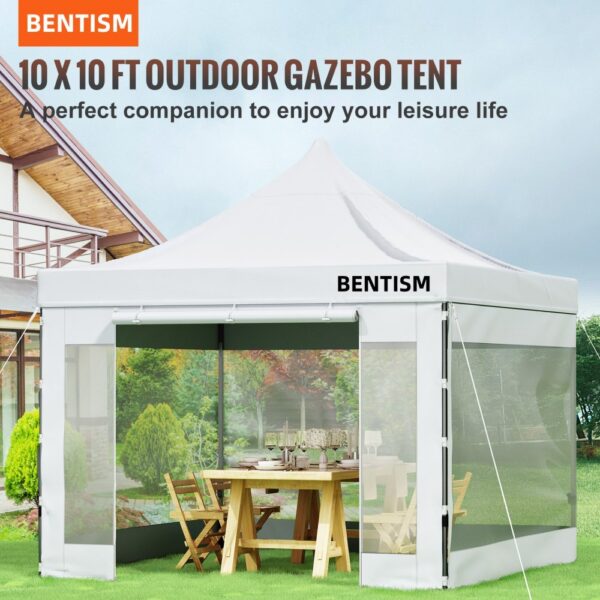 VEVOR Pavillon faltbar 3x3m Faltpavillon 240g PVC-beschichtetes Polyester Pop-Up-Pavillon 1,95-2,13m Einstellbar Partyzelt Festzelt Strandzelt Weiß für Hochzeiten oder andere kommerzielle Aktivitäten – Bild 2
