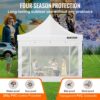 VEVOR Pavillon faltbar 3x3m Faltpavillon 240g PVC-beschichtetes Polyester Pop-Up-Pavillon 1,95-2,13m Einstellbar Partyzelt Festzelt Strandzelt Weiß für Hochzeiten oder andere kommerzielle Aktivitäten – Bild 3