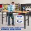 VEVOR Höhenverstellbare Werkbank 122 x 61 x 72 - 97 cm Spanntisch, 900 kg Gewichtskapazität Arbeitstisch, Braun Klappbare Werkzeugbank aus Kaltgewalzter Stahl, Multifunktionswerktisch für Werkstatt – Bild 2