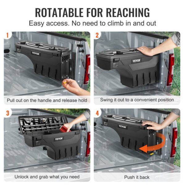 VEVOR Truck Bed Storage Box, abschließbarer Deckel, Wasserdicht ABS Radkasten Werkzeugkasten 25 L, Kompatibel mit Chevrolet Silverado 1500 GMC Sierra 1500 2019-2020, Beifahrerseite, Schwarz – Bild 4 VEVOR Truck Bed Storage Box, abschließbarer Deckel, Wasserdicht ABS Radkasten Werkzeugkasten 25 L, Kompatibel mit Chevrolet Silverado 1500 GMC Sierra 1500 2019-2020, Beifahrerseite, Schwarz – Bild 4