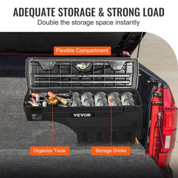 VEVOR Truck Bed Storage Box, abschließbarer Deckel, Wasserdicht ABS Radkasten Werkzeugkasten 25 L, Kompatibel mit Chevrolet Silverado 1500 GMC Sierra 1500 2019-2020, Beifahrerseite, Schwarz – Bild 5 VEVOR Truck Bed Storage Box, abschließbarer Deckel, Wasserdicht ABS Radkasten Werkzeugkasten 25 L, Kompatibel mit Chevrolet Silverado 1500 GMC Sierra 1500 2019-2020, Beifahrerseite, Schwarz – Bild 5