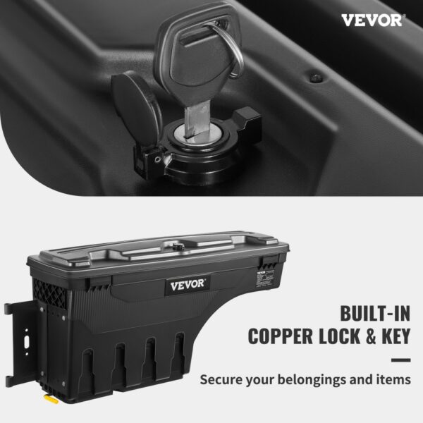 VEVOR LKW-Ladefläche Staufach, abschließbarer Deckel, wasserdicht ABS Radkasten Werkzeugkasten 25 L, kompatibel mit Chevrolet Silverado 1500 GMC Sierra 1500 2019-2021, Fahrerseite, Schwarz – Bild 2