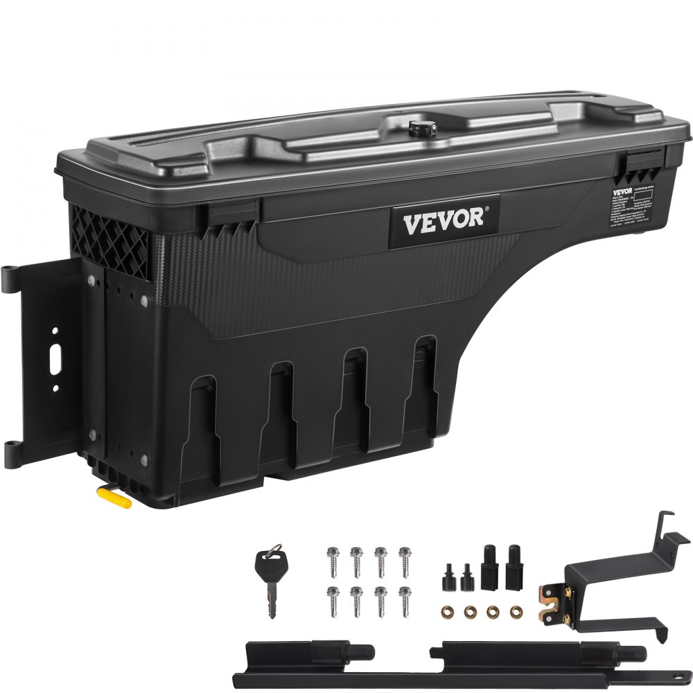 VEVOR LKW-Ladefläche Staufach, abschließbarer Deckel, wasserdicht ABS Radkasten Werkzeugkasten 25 L, kompatibel mit Chevrolet Silverado 1500 GMC Sierra 1500 2019-2021, Fahrerseite, Schwarz