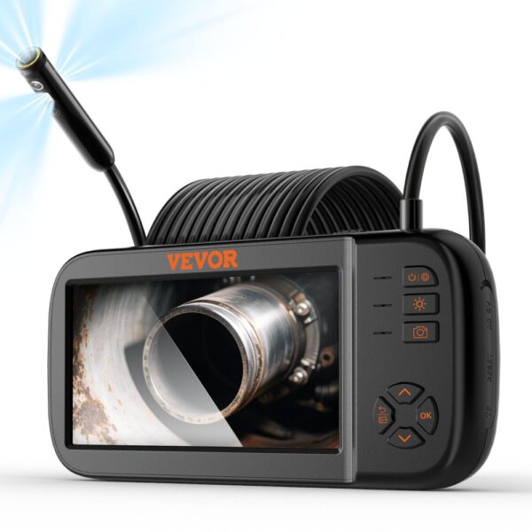 VEVOR Endoskopkamera mit Licht Dreifach Linsen Industrie Endoskop 4,5" IPS Bildschirm Inspektionskamera 1920x1080 Wasserdichtes Rohrkamera Inspektion von Automotoren Abwasserkanälen HVAC-Kanälen