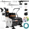 VEVOR Profi Dual Action Airbrush-Spritzpistole Set 18 - 23 L/min 120 W, 230 V Mini Airbrush Luftkompressor Gravity, Lackierpistole für Werbeillustrationen, Bodypainting, Modellbau, Nail Design