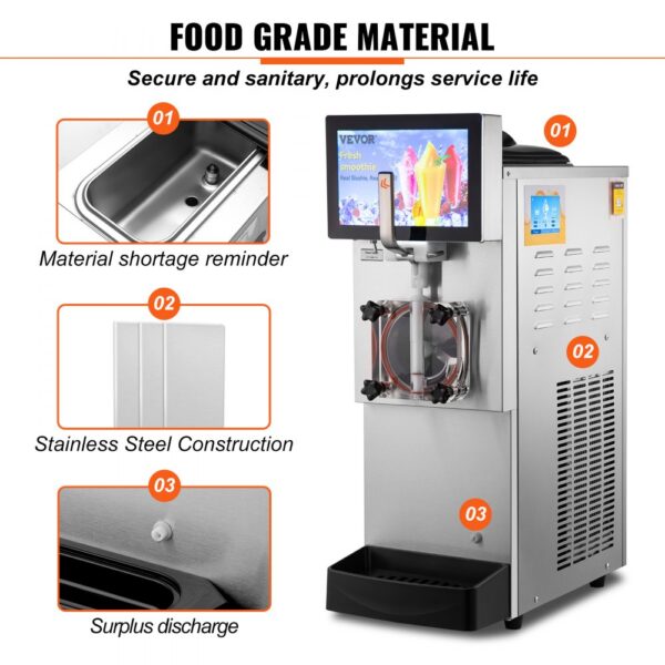 VEVOR 8 L Kommerzielle Slusheis Maschine, Slushgerät mit 17~23 L/Std. Slush Slushy Maschine, 1200 W Slush Maker Maschine 54 kg Slush Eismaschine Edelstahl Slushy Maschine 635 × 290 × 860 mm – Bild 4 VEVOR 8 L Kommerzielle Slusheis Maschine, Slushgerät mit 17~23 L/Std. Slush Slushy Maschine, 1200 W Slush Maker Maschine 54 kg Slush Eismaschine Edelstahl Slushy Maschine 635 × 290 × 860 mm – Bild 4