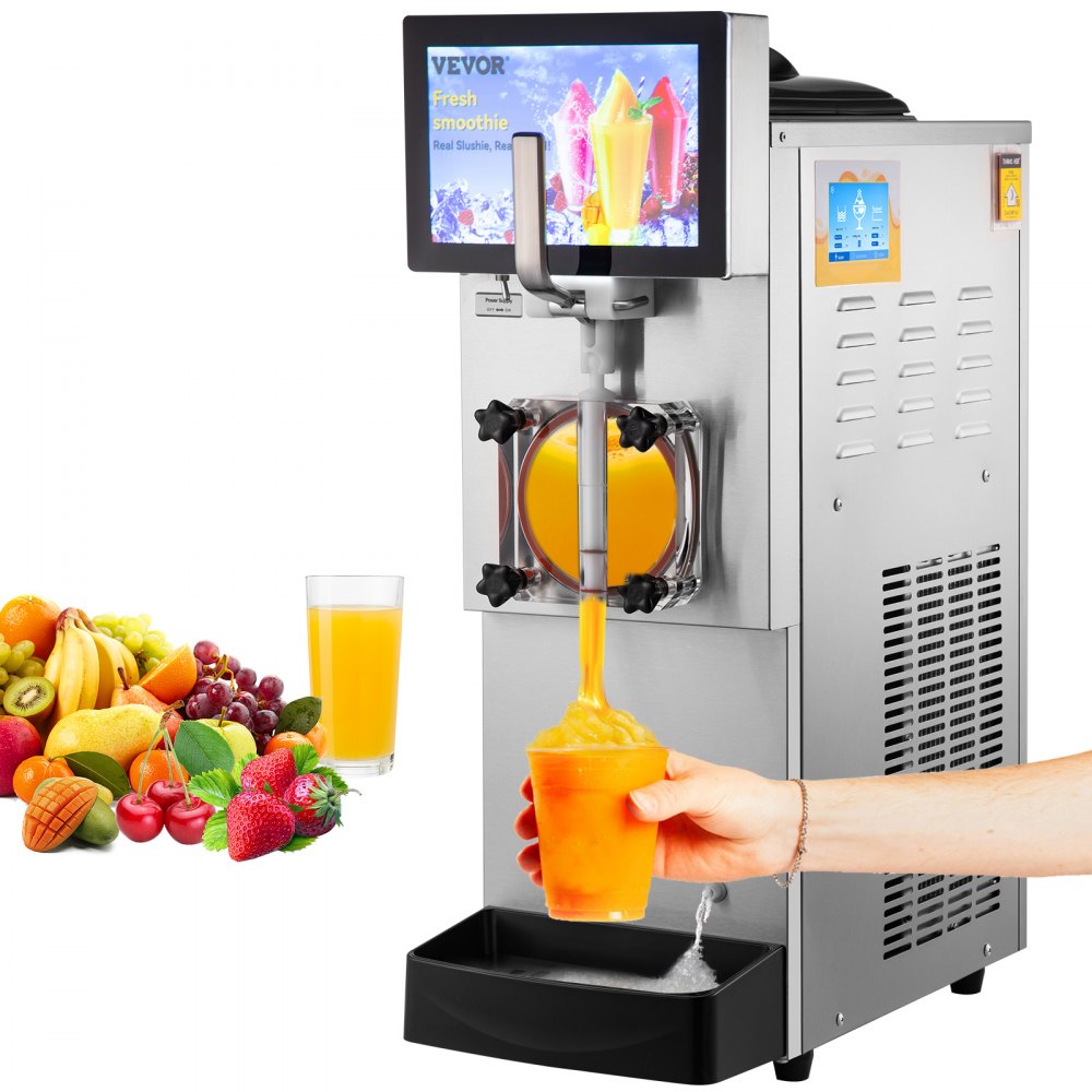 VEVOR 8 L Kommerzielle Slusheis Maschine, Slushgerät mit 17~23 L/Std. Slush Slushy Maschine, 1200 W Slush Maker Maschine 54 kg Slush Eismaschine Edelstahl Slushy Maschine 635 × 290 × 860 mm