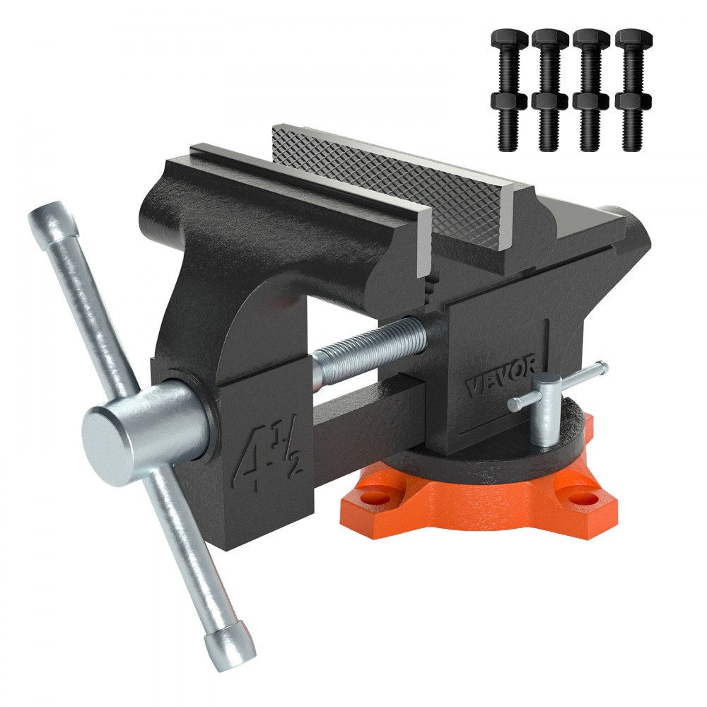 VEVOR 11,5cm Schraubstock 240° Drehbar Sphäroguss Werkbankschraubstock 1,5-4,5cm Rohrspanndurchmesser Schraubstock 8,5 cm Backenöffnung Parallelschraubstock Ideal zum Schärfen Schleifen Schneiden usw.