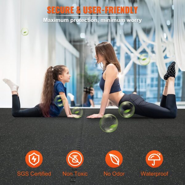 VEVOR EVA-Schaum-Fußmatten, Fitnessstudio-Bodenbelag-Set, 61 x 61 cm, Schwarz, 25-teiliges Rutschfeste Ineinandergreifende Puzzle-Fliesen-Schutzboden Set für den Haushalt, Training, Garage – Bild 5