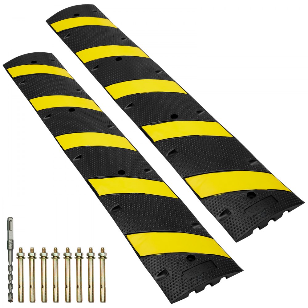 VEVOR 2er-Set 2-Kanal-Kabelschutzrampe Kabelbrücke Gummi Schlauchbrücke 183 x 30 x 4,5 cm Überfahrschutz 10000 kg (pro Achse) Tragfähigkeit Kabel Rampe Anti-Rutsch-Design Ideal für Parkplätze