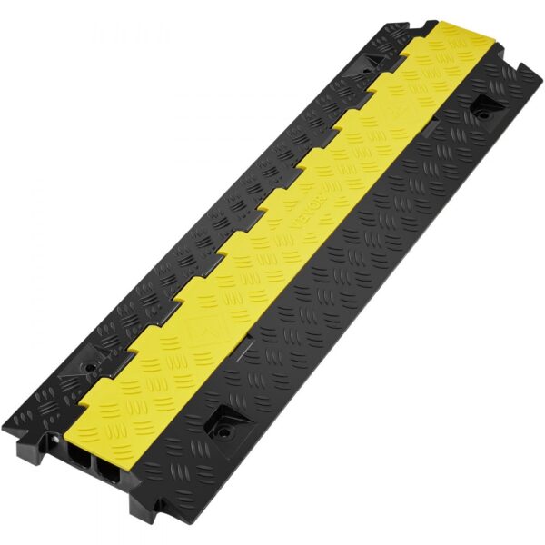 VEVOR Kabelschutzmatte Kabelkanal schwarz Kabelkanal außenbereich 91,8x25x4,3 cm 1x Kabelbrücke Überfahrschutz Kabel Schlauchbrücke 2 Kanäle 10000KG Rampe