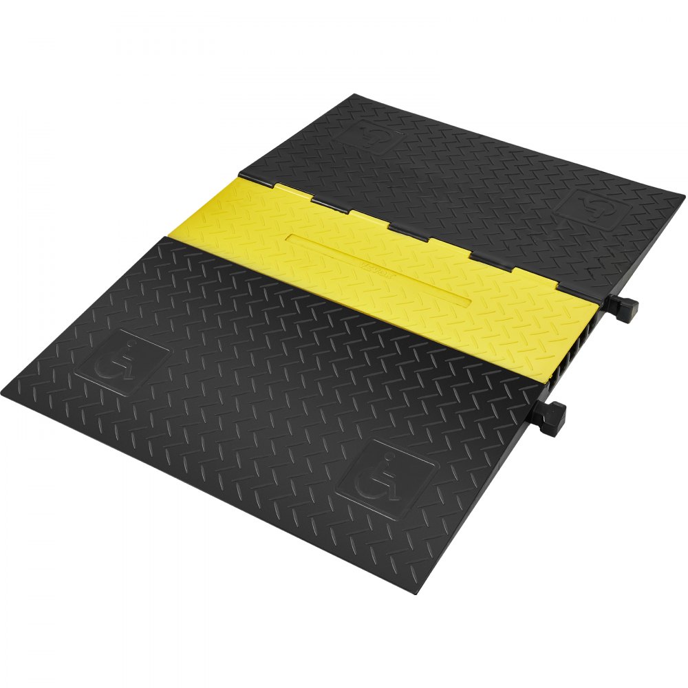 VEVOR 5-Kanal-Kabelschutzrampe Kabelbrücke aus Gummi Schlauchbrücke 114,5 x 80 x 5 cm Überfahrschutz 10000 kg (pro Achse) Tragfähigkeit Kabel Rampe Anti-Rutsch-Design Ideal für Parkplätze