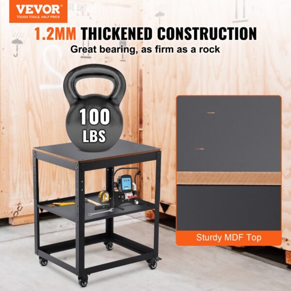 VEVOR Maschinenständer Dickenhobel 70,3×60,3×90cm Untergestell Dickenhobelmaschine Stahl & MDF Max. Belastbarkeit 45kg Maschinentisch höhenverstellbar Kompitable mit meisten Hobelmaschinen Sägen – Bild 2