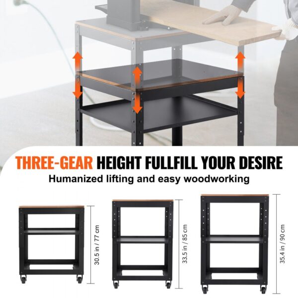 VEVOR Maschinenständer Dickenhobel 70,3×60,3×90cm Untergestell Dickenhobelmaschine Stahl & MDF Max. Belastbarkeit 45kg Maschinentisch höhenverstellbar Kompitable mit meisten Hobelmaschinen Sägen – Bild 3