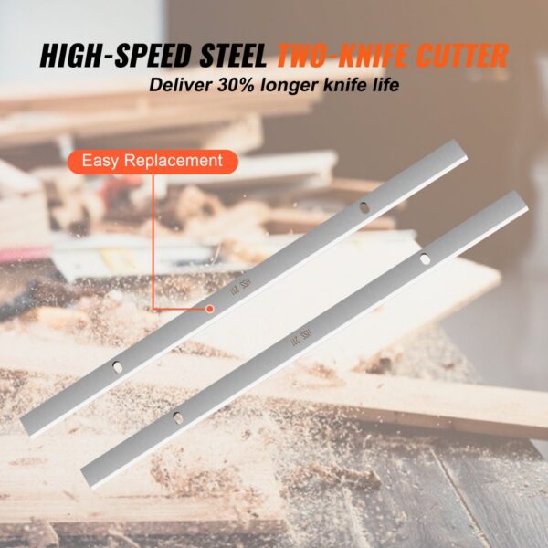 VEVOR Dickenhobel Hobelmaschine 1800 W mit 2 HS-Hobelmessern, 330 mm breitem Arbeitstisch Max. Schnittstärke 15 cm Hobel Ideal zur Holzbearbeitung für Tischler, Heimwerker und Dekorateure – Bild 3