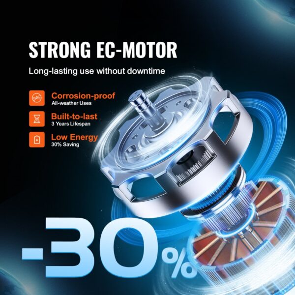 VEVOR 100 mm Inline Kanalventilator mit EC-Motor – 348 m³/h– 25 W, leise 28 dB, mit Temperatur- & Feuchtigkeitsregler – für Wachstumszelte, Hydrokultur, Belüftung – Bild 3 VEVOR 100 mm Inline Kanalventilator mit EC-Motor – 348 m³/h– 25 W, leise 28 dB, mit Temperatur- & Feuchtigkeitsregler – für Wachstumszelte, Hydrokultur, Belüftung – Bild 3