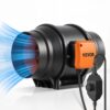 VEVOR Inline-Rohrventilator, 60 W, Rauchabzug, Inline-Kanalventilator mit variablem Drehzahlregler, leiser Abluftventilator mit AC-Motor für Kühlverstärker, Wachstumszelte, Hydrokultur