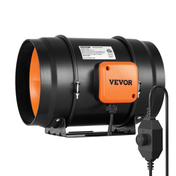 VEVOR Inline-Rohrventilator, 203,2 mm, Rauchabzug, Inline-Kanalventilator mit variablem Drehzahlregler, leiser Abluftventilator mit AC-Motor für Kühlverstärker, Wachstumszelte, Hydrokultur
