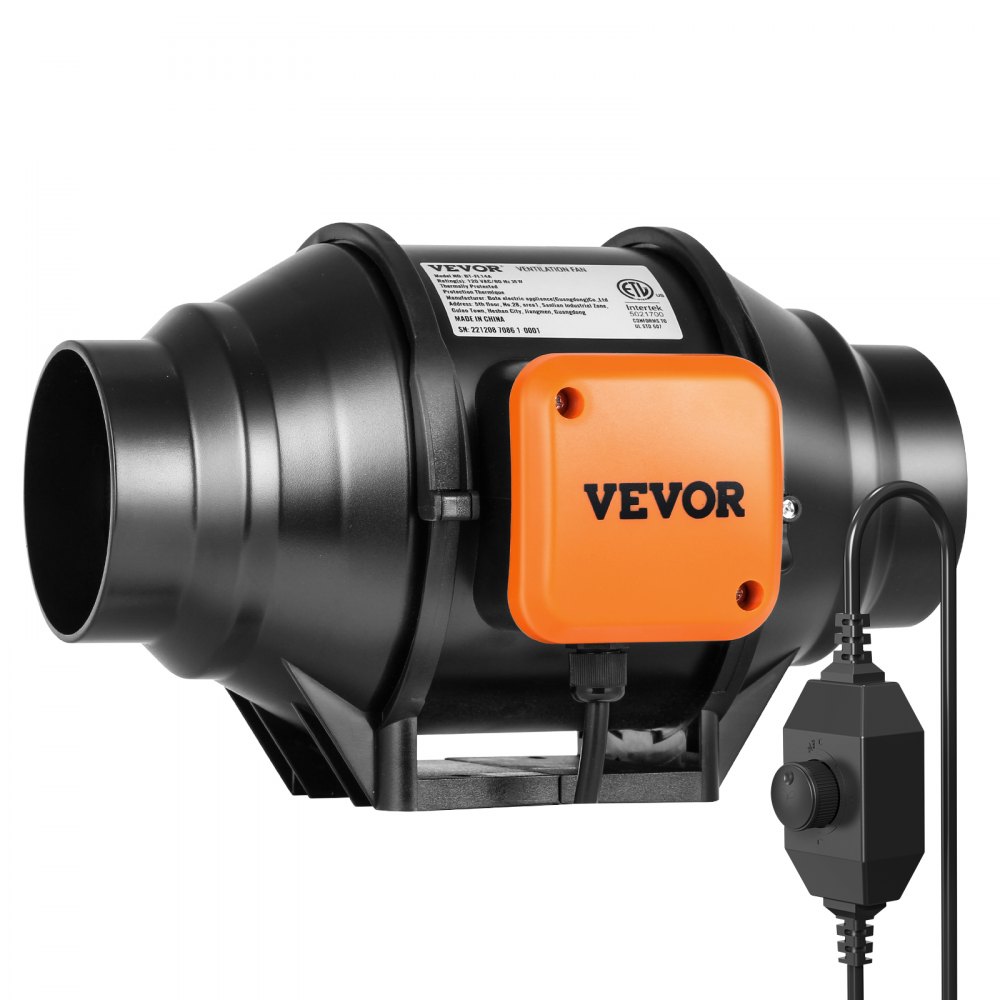 VEVOR Inline-Rohrventilator, 304 mm, Rauchabzug, 200 CFM mit variablem Drehzahlregler, leiser Abluftventilator mit AC-Motor für Kühlverstärker, Wachstumszelte, Hydrokultur